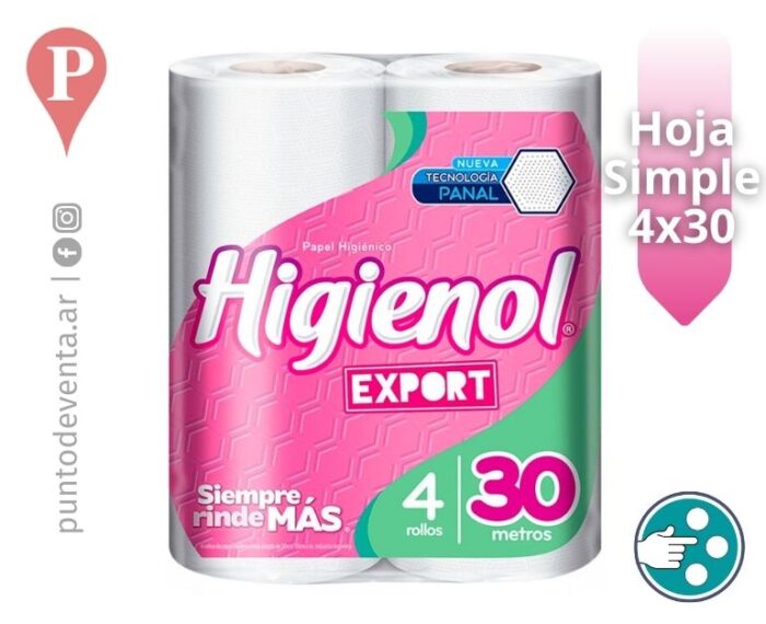 Papel Higienico Higienol Export 4x30