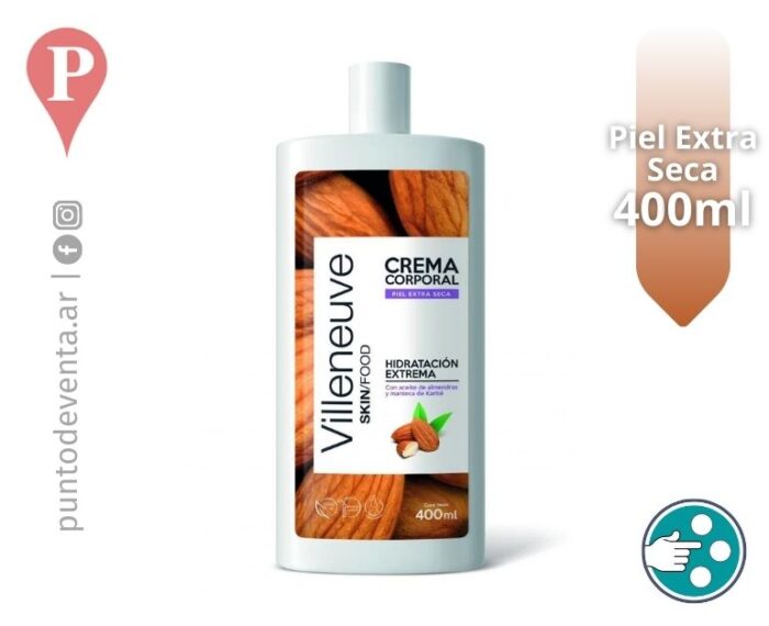 Crema Corporal Villeneuve Almendras Piel Extra Seca 400ml