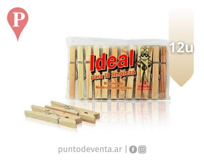 Broches de Madera Ideal 12u