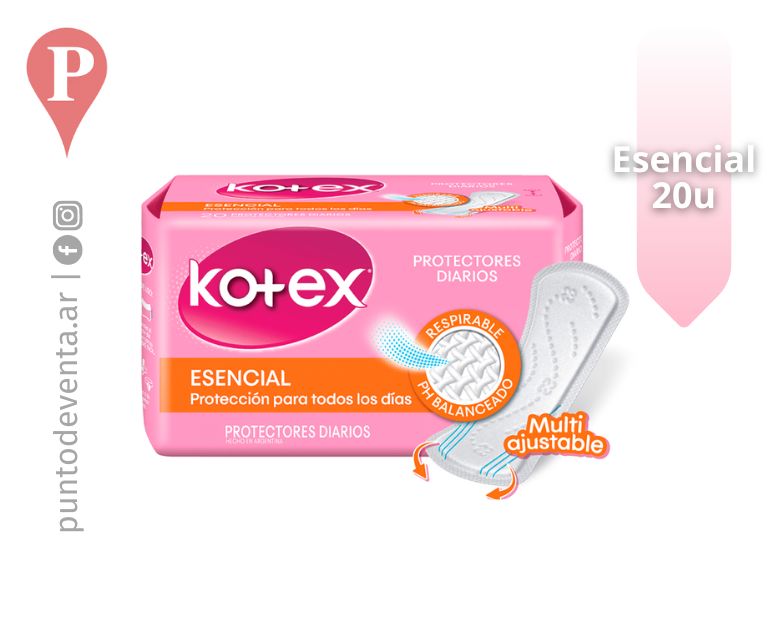 Protectores Diarios Kotex Esencial 20u
