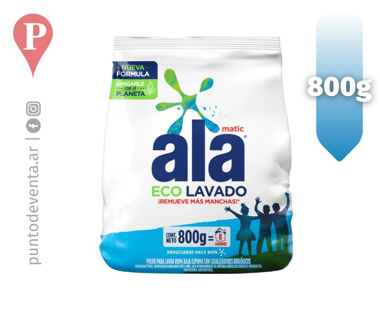 Jabon en Polvo Ala Matic Original 800g - desarrollo.puntodeventa.ar