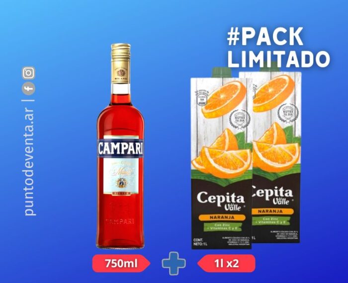 Pack Campari 750ml + 2 Cepita Nar 1l - desarrollo.puntodeventa.ar