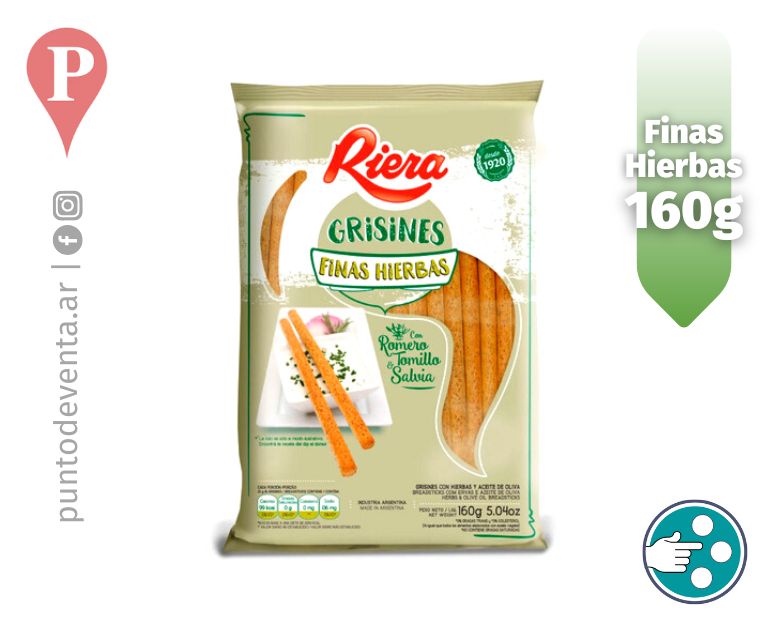 Grisines Riera Finas Hierbas 160g - desarrollo.puntodeventa.ar