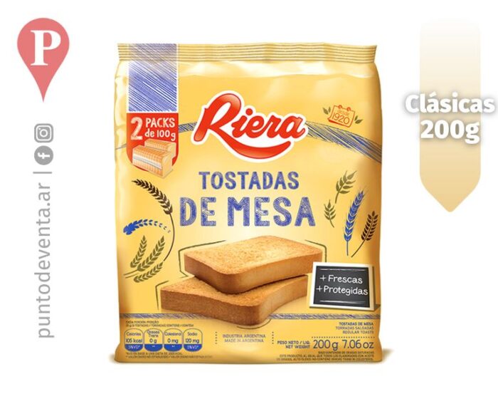 Tostada de Mesa Clásica Riera 200g - desarrollo.puntodeventa.ar