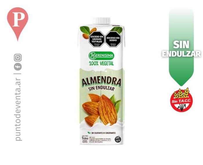 Leche Vegetal de Almendras sin endulzar Serenísima 1l - desarrollo.puntodeventa.ar