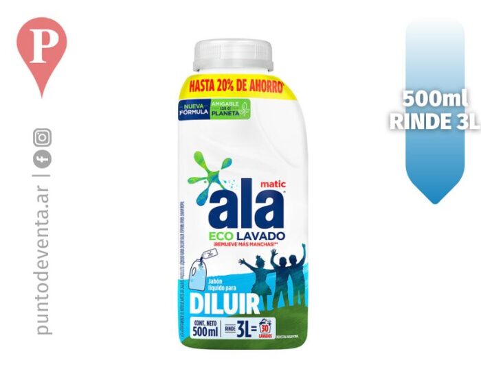 Jabón Líquido para Ropa Ala Ecolavado para Diluir 500ml - desarrollo.puntodeventa.ar