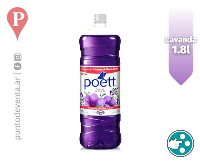 Limpiador Desodorante Liquido para Piso Poett Frescura de Lavanda 1.8l - desarrollo.puntodeventa.ar