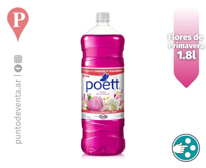 Limpiador Desodorante Liquido para Piso Poett Flores de Primavera 1.8l - desarrollo.puntodeventa.ar