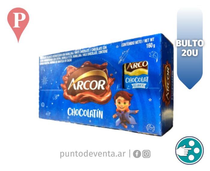Chocolate Chocolatín con Leche Arcor Blanco 8g Bulto x 20u - desarrollo.puntodeventa.ar